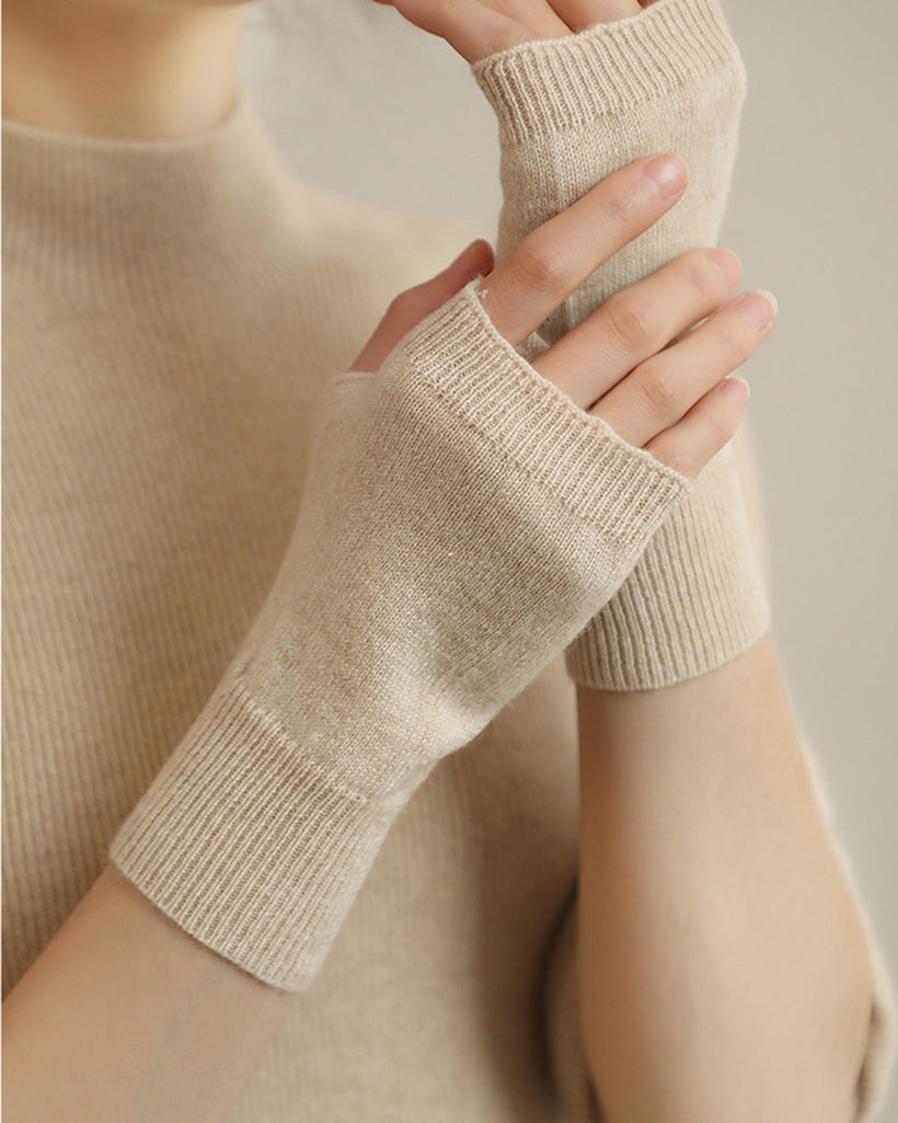 The Cashmere Fingerless Gloves, styled 1