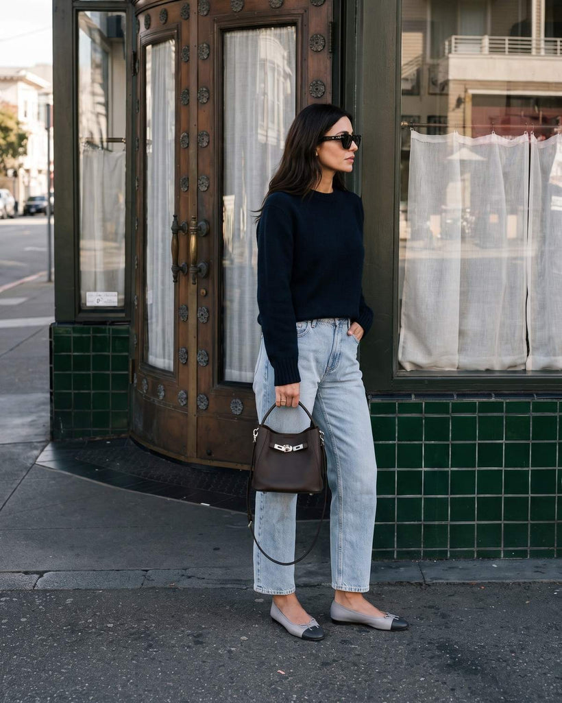 Wildfool The Orvieto Mini Bucket in Espresso, styled and worn