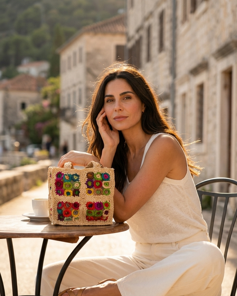 The Wildflower Crochet Raffia Tote