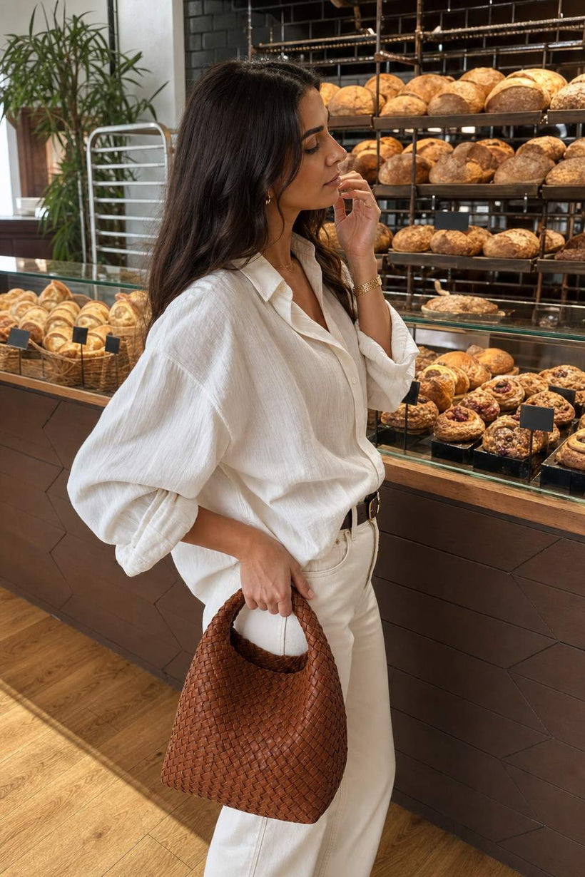 The Basketweave Leather Tote inspired