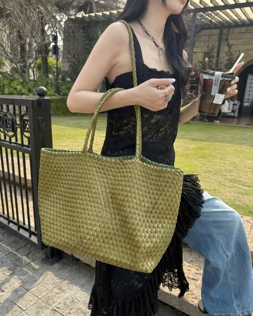 The Olive Leather Tote inspired