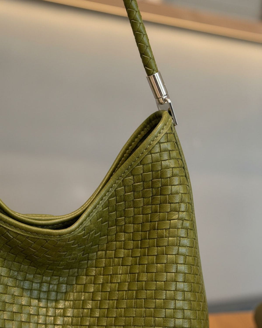 The Sage Woven Leather Bag detail