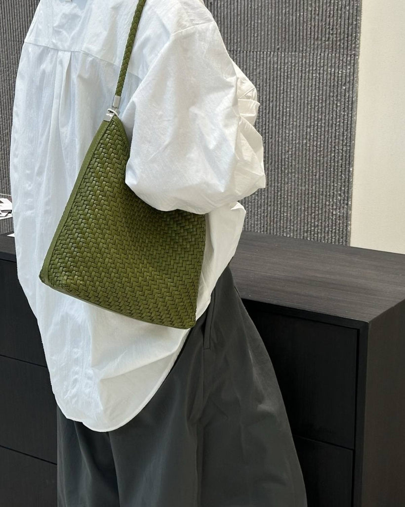 The Sage Woven Leather Bag inspired
