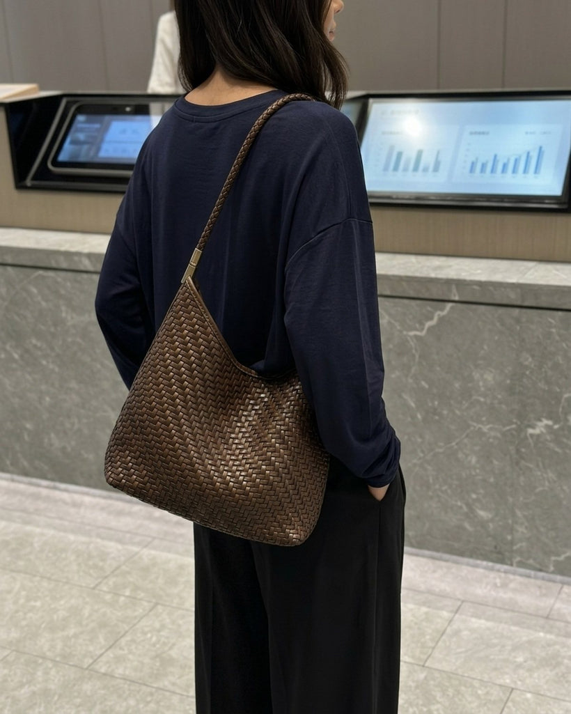 The Sage Woven Leather Bag inspired