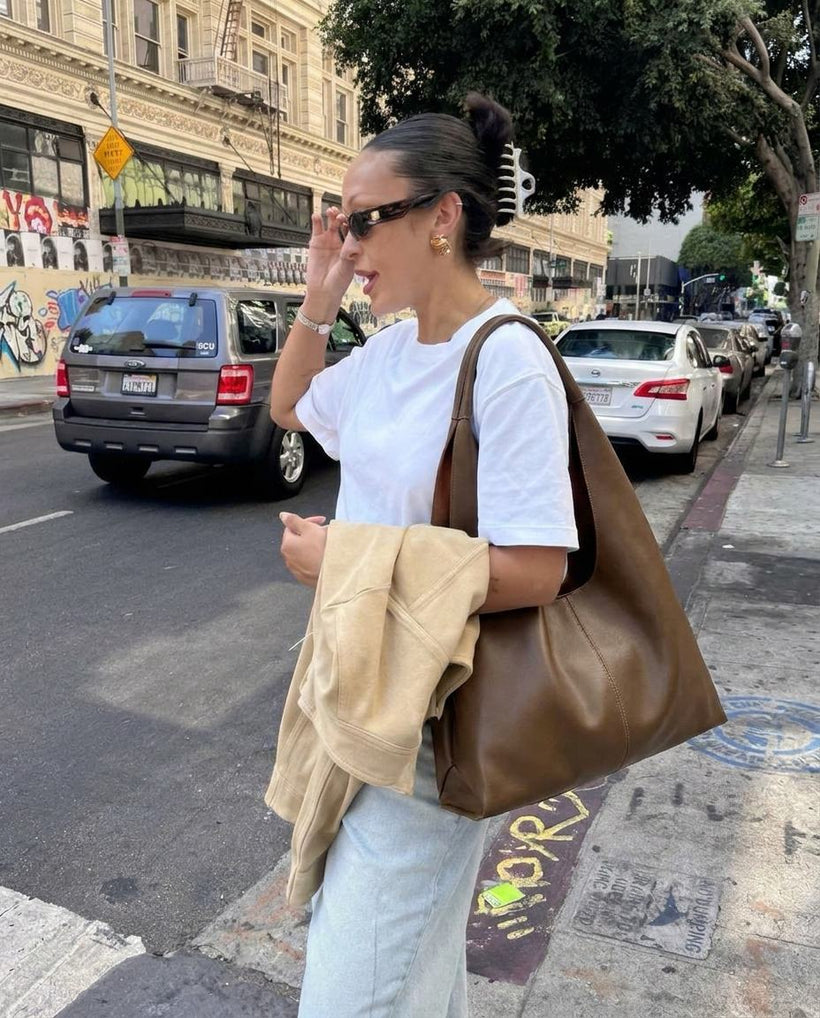 The Como Slouch Tote — worn
