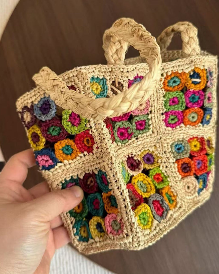 The Wildflower Crochet Raffia Tote