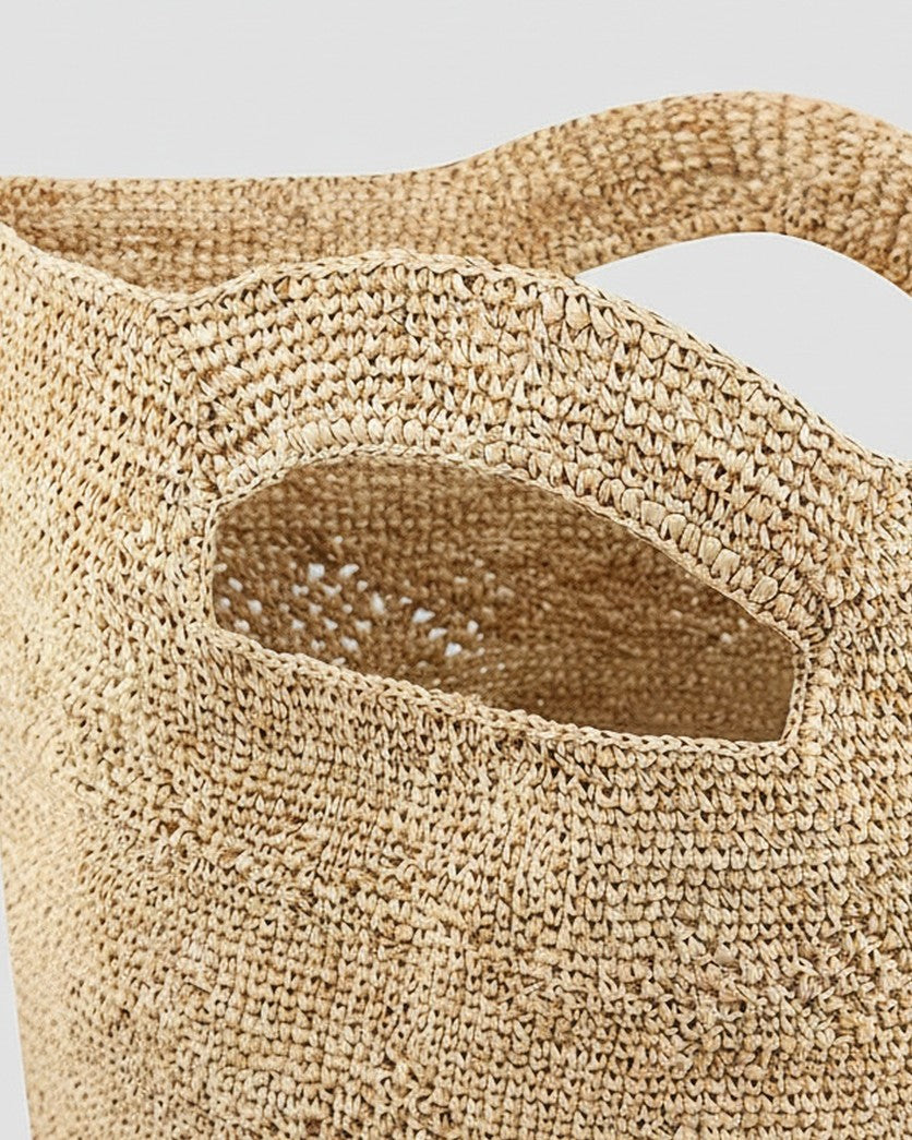 The Cut-Out Handle Raffia Tote