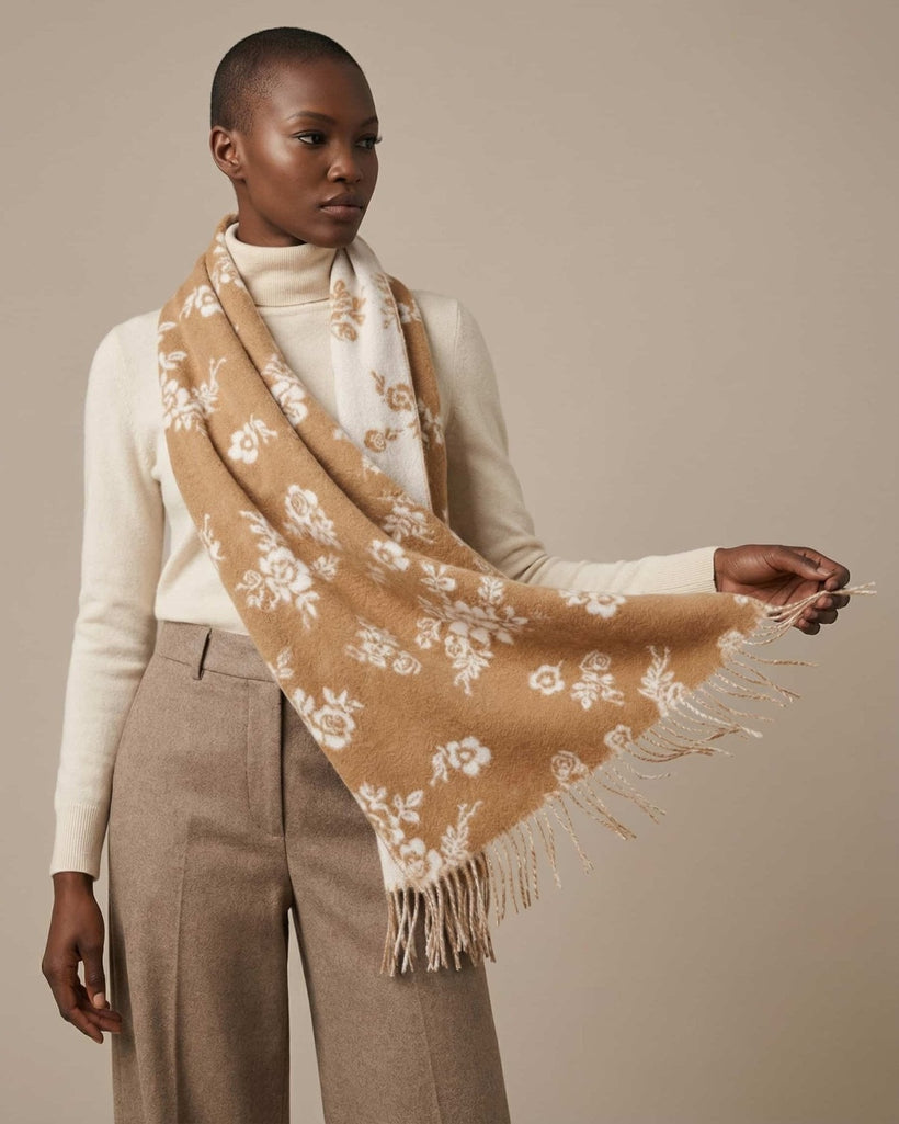 The Wildflower Jacquard Scarf worn