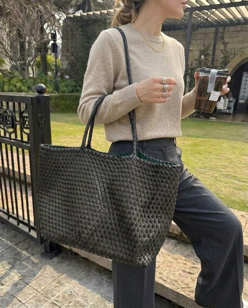 The Heritage Woven Leather Tote - styled
