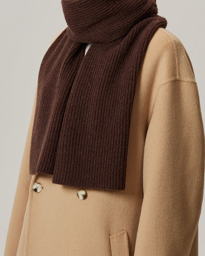 The Alashan Cashmere-Blend Rib Knit Scarf worn