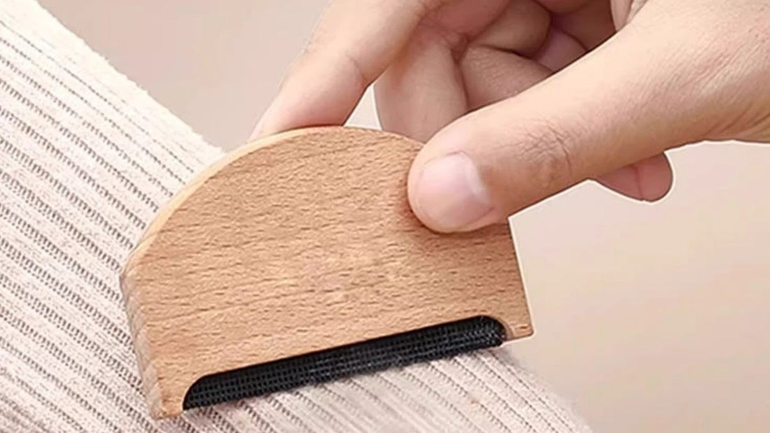 The Beechwood Cashmere Comb in use on a ribbed knit sleeve.