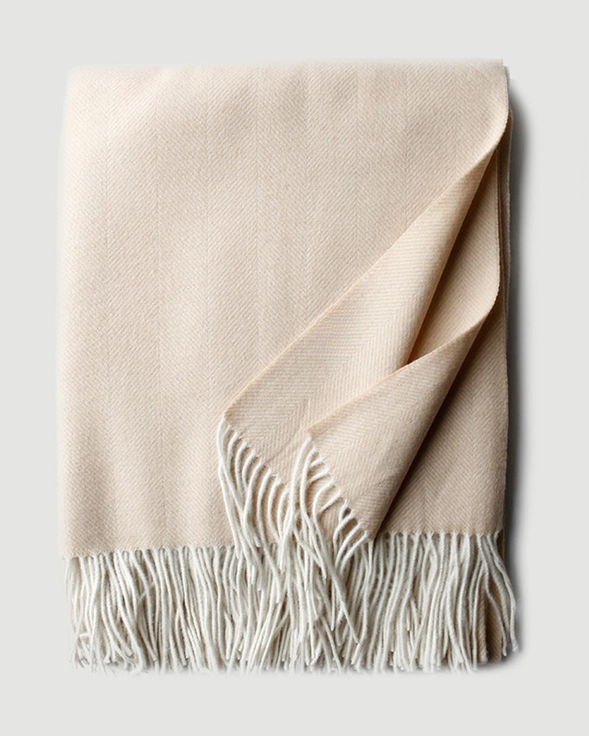 The Herringbone Cashmere-Blend Throw in Beige
