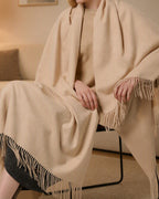 The Nomad Lambswool Blanket-Wrap in Beige