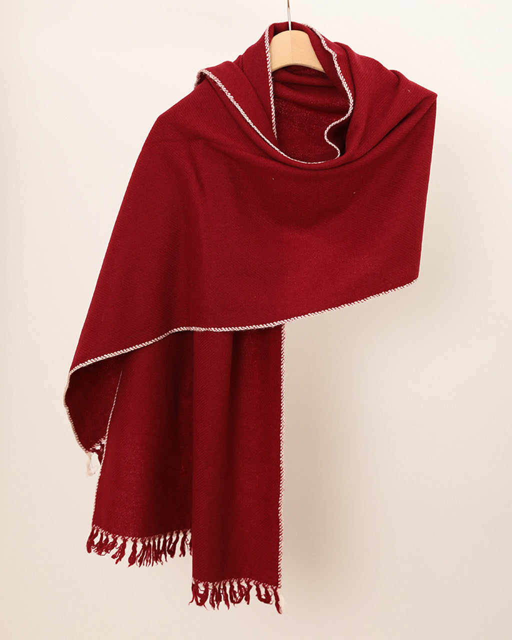 The Hohhot Heritage Wool Wrap in Burgundy