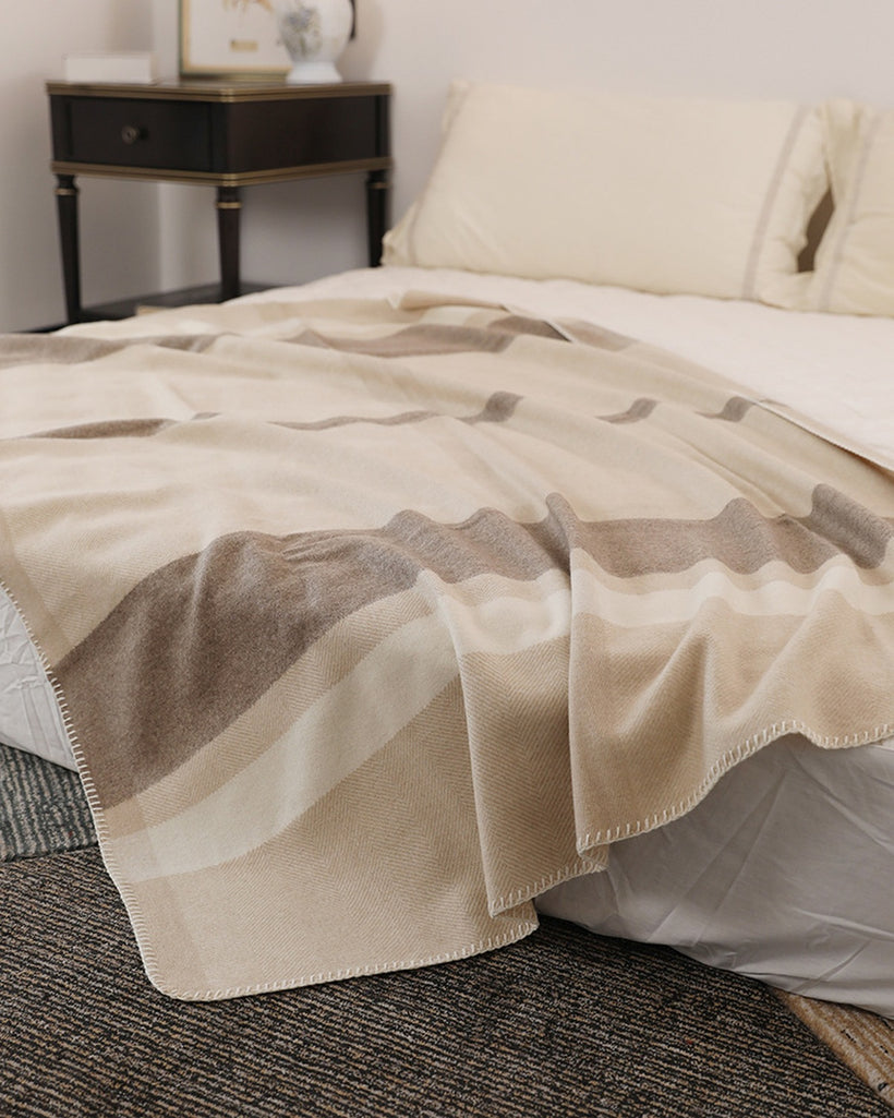 The Nomad Twill Wool Throw, styled 1
