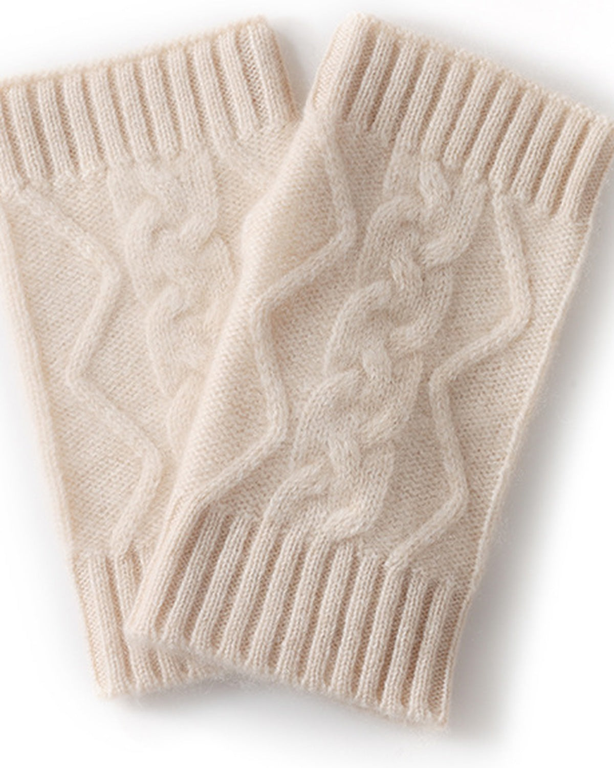 The Cashmere-Blend Wrist Warmers in Beige