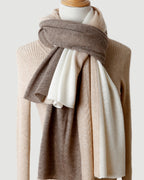The Undyed Cable-Knit Cashmere Shawl in Raw