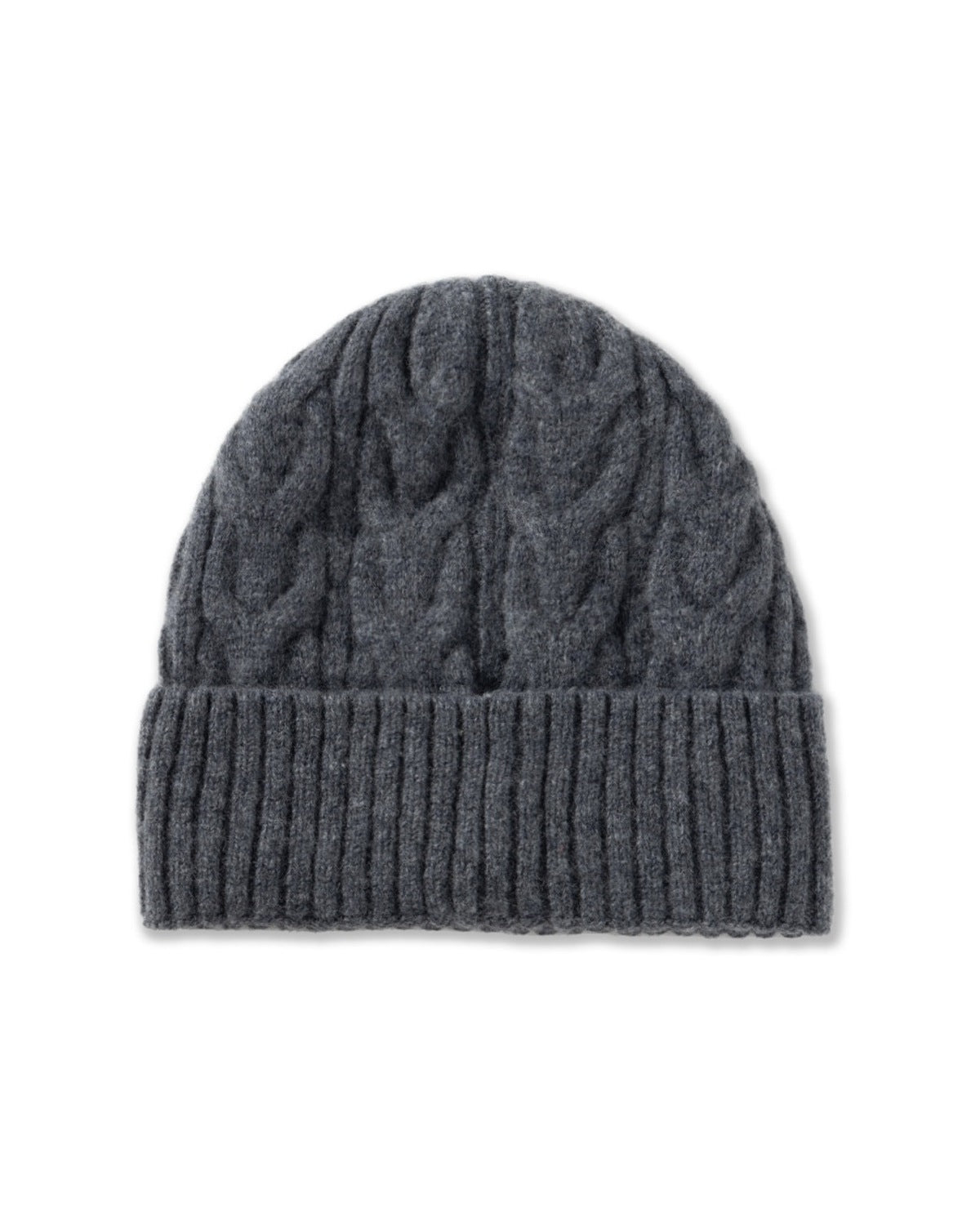 The Cable-Knit Wool Beanie in Dark Grey