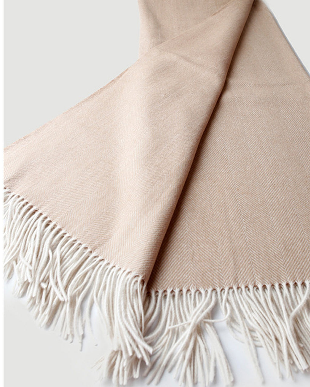The Herringbone Cashmere-Blend Throw in Beige