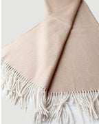 The Herringbone Cashmere-Blend Throw in Beige