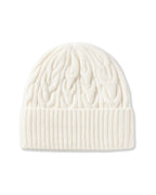 The Cable-Knit Wool Beanie in Ivory
