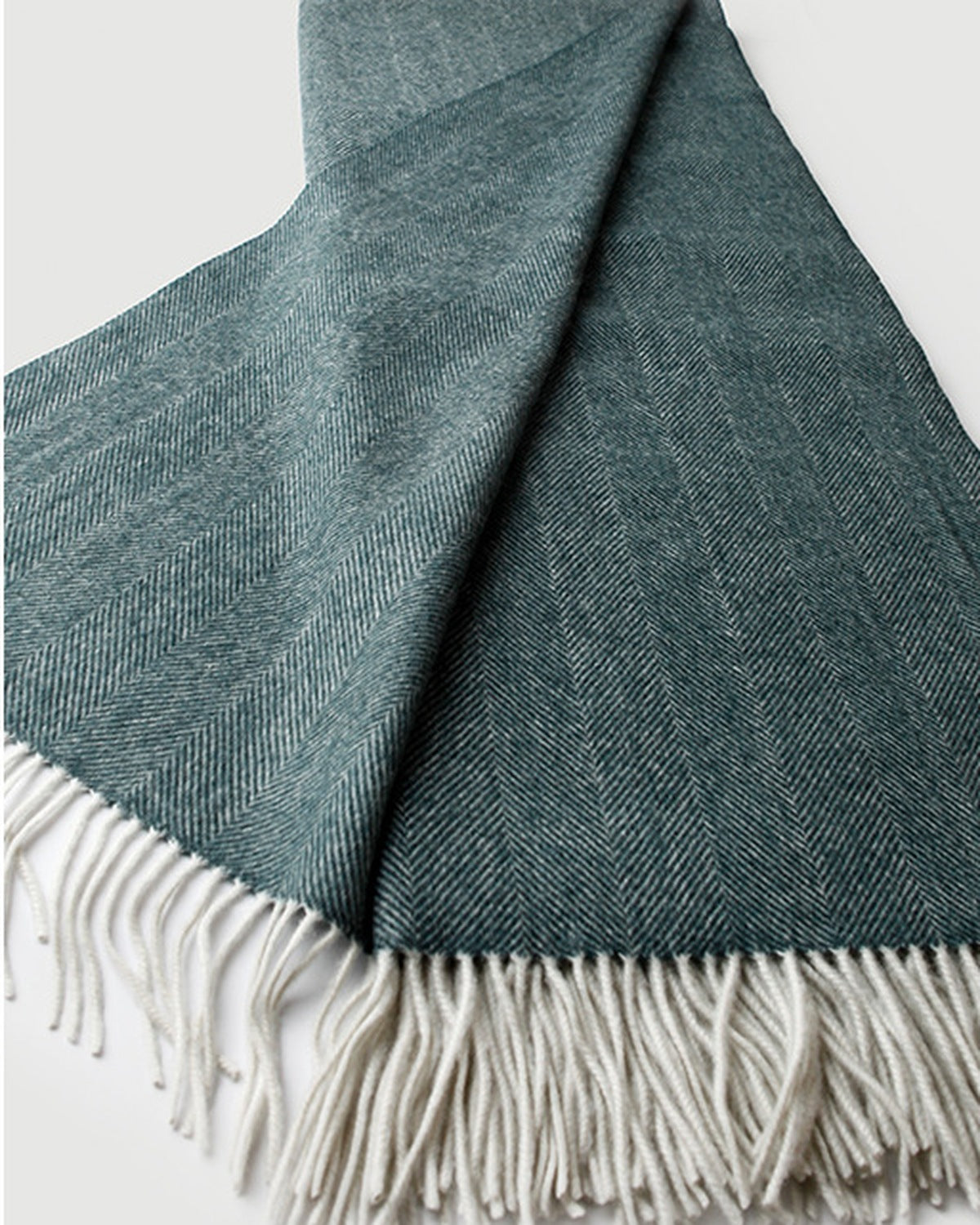 The Herringbone Cashmere-Blend Throw in Olive