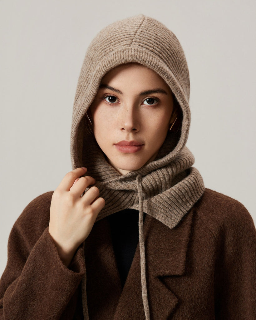 The Wool Balaclava Hood, styled 2
