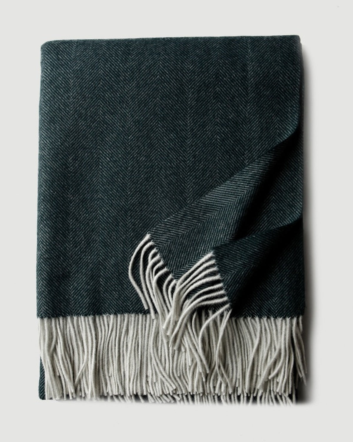 The Herringbone Cashmere-Blend Throw in Olive