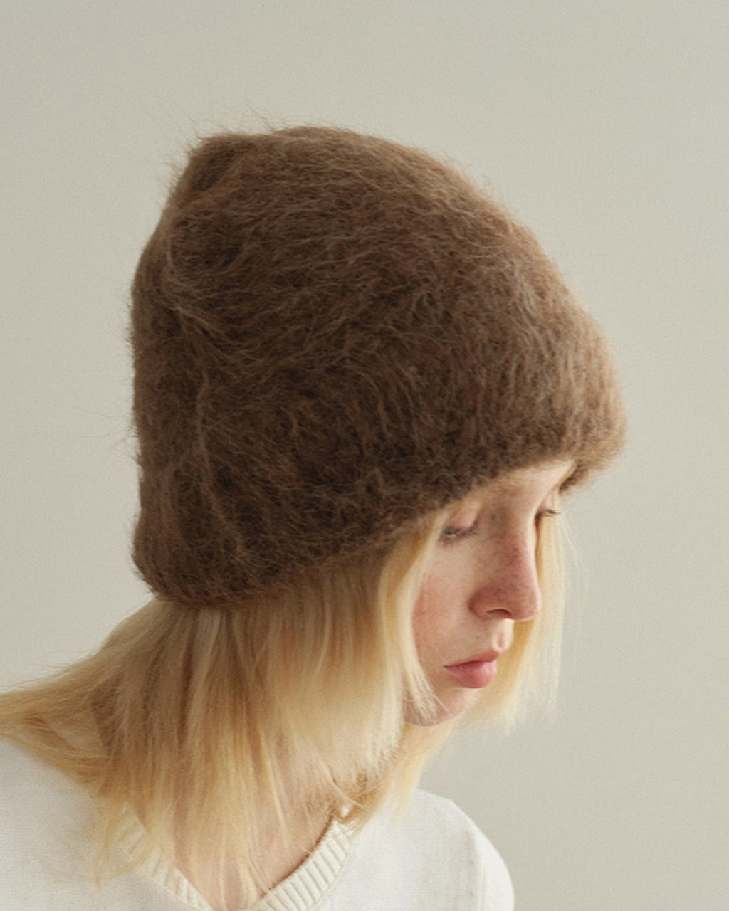 The Alpaca-Blend Cloud Beanie in Espresso