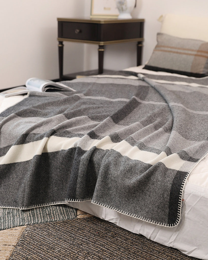 The Nomad Twill Wool Throw, styled 3