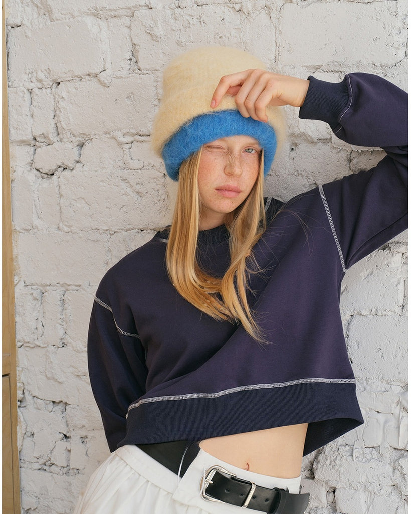 The Alpaca-Blend Cloud Beanie worn
