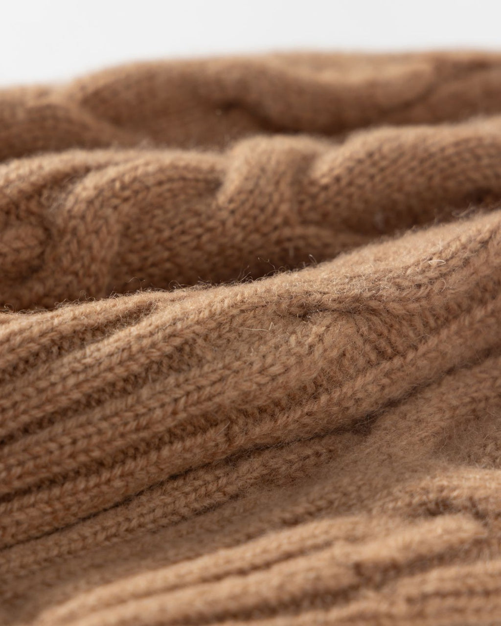 The Cable-Knit Wool Beanie in Camel