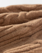 The Cable-Knit Wool Beanie in Camel
