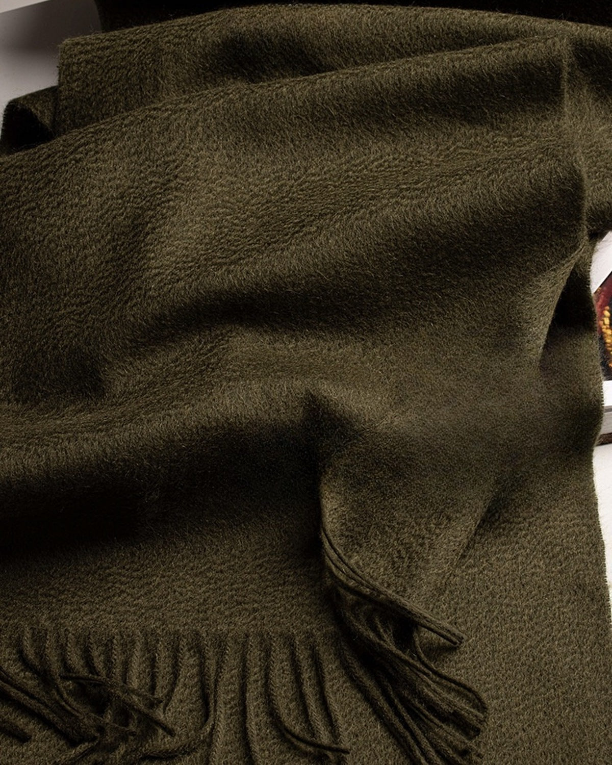 The Dune 100% Cashmere Scarf in Olive