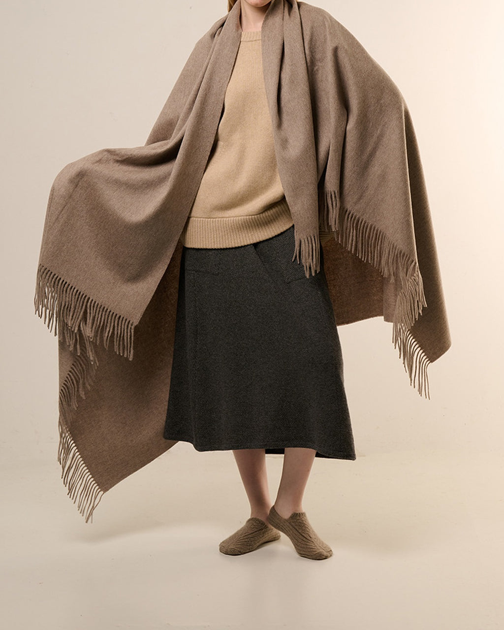 The Nomad Lambswool Blanket-Wrap in Raw