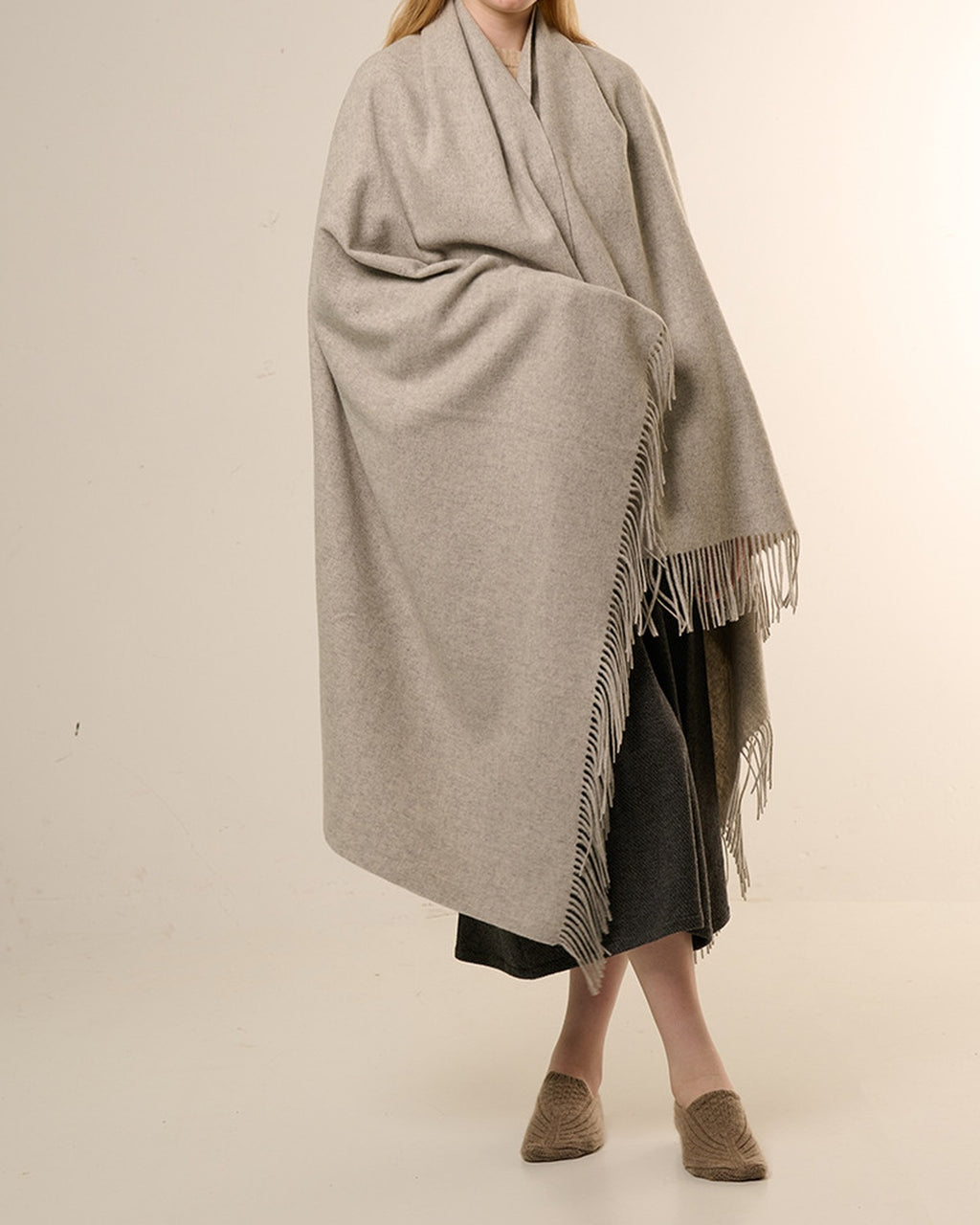 The Nomad Lambswool Blanket-Wrap in Grey