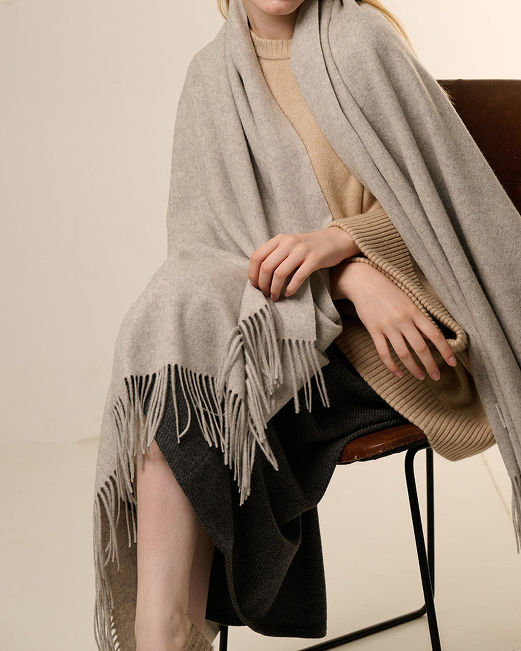 The Nomad Lambswool Blanket-Wrap in Grey