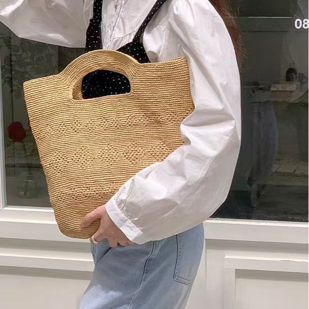The Cut-Out Handle Raffia Tote