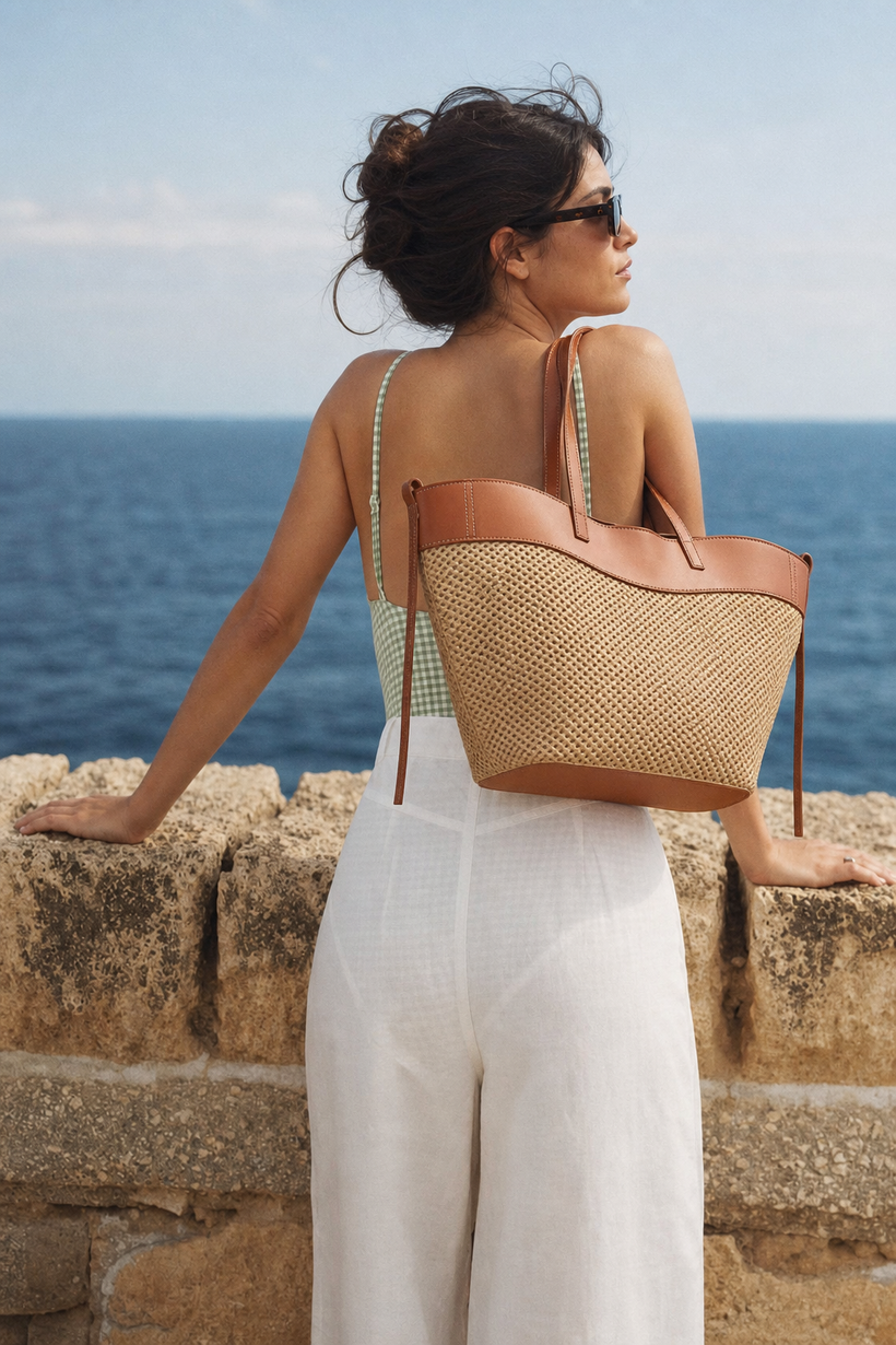 The Two-Tone Woven Tote Bag