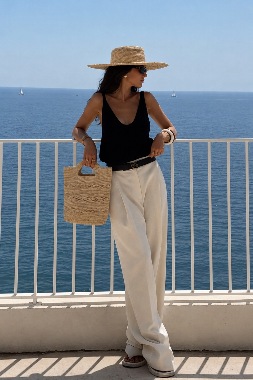 The Cut-Out Handle Raffia Tote