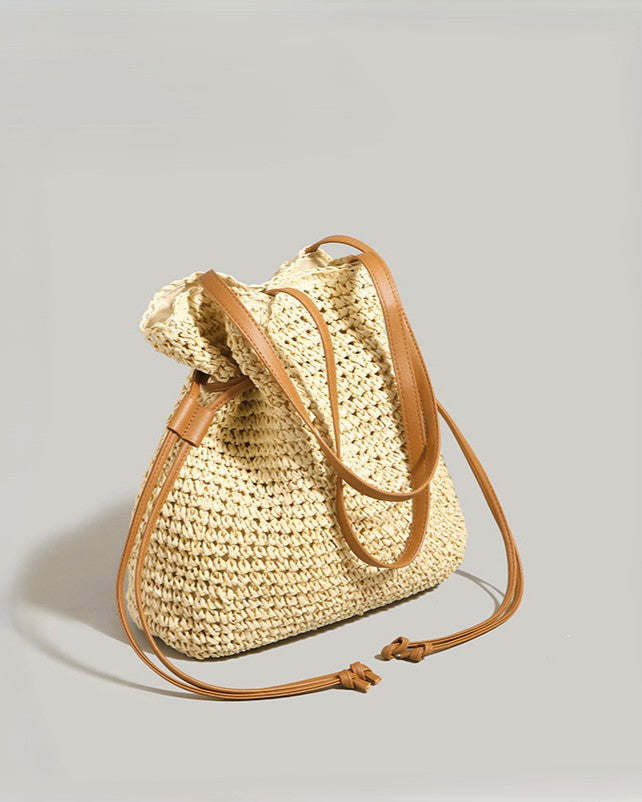 Straw Bucket Bag with Drawstring Closure | Wildfool