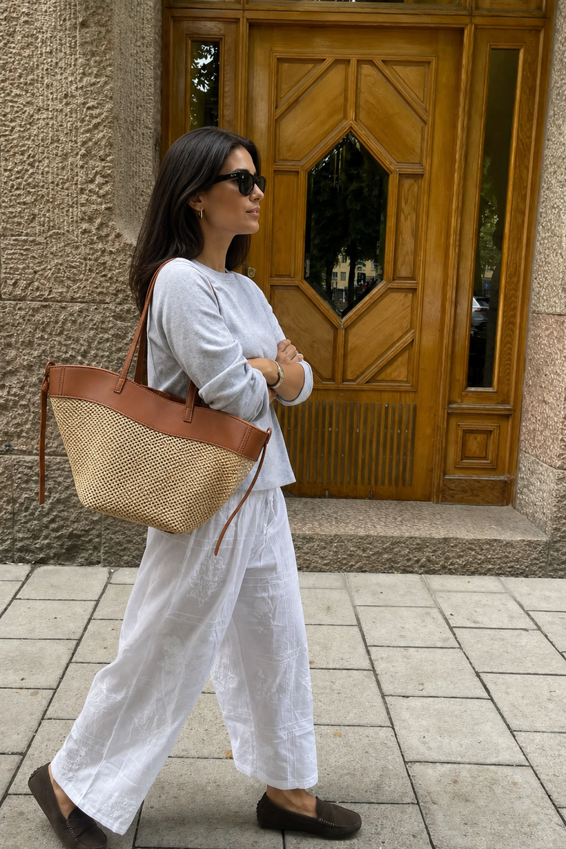 The Two-Tone Woven Tote Bag