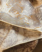 Wildfool 65cm silk wool scarf folded to show both gold and silver sides simultaneously