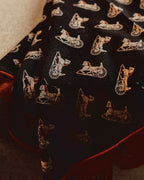 Wildfool 85cm carriage scarf folded to show black and brick-red reversible sides together