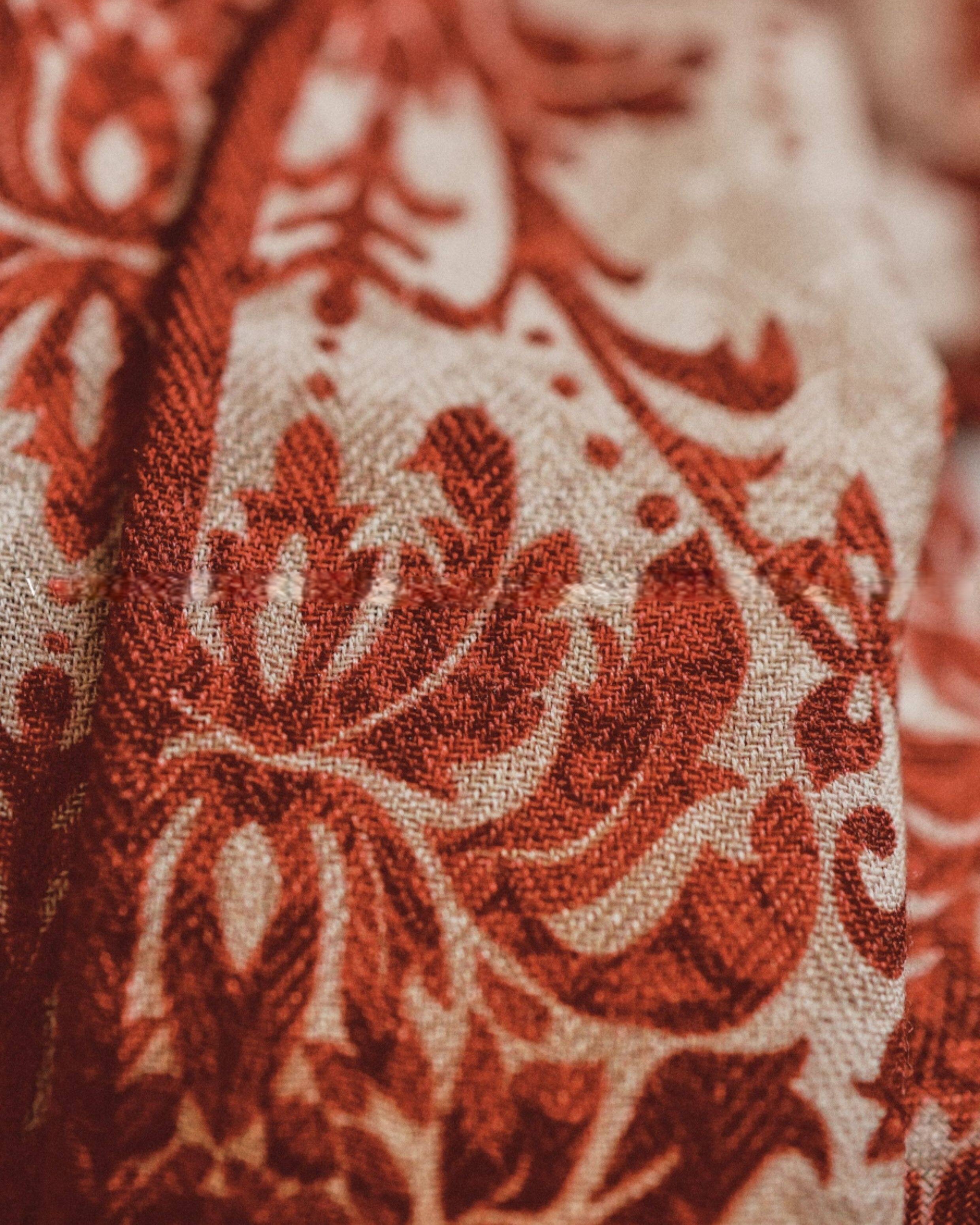 Wildfool 65cm red baroque scarf folded to show dimensional red-cream alternating layers