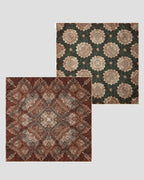 Reverse ink-green side of Wildfool scarf showing gold Tang Dynasty peony pattern
