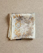 Reverse side of Wildfool silk wool scarf in silver-gray pearl botanical print