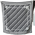 Wildfool 90cm mulberry silk scarf in black and white diagonal stripe pattern — full flat lay