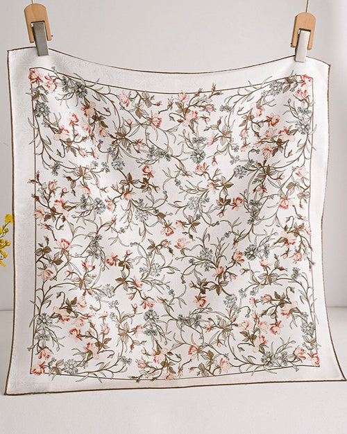 The Lace-Weave Silk Square — Roses & Vines