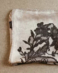 Close-up of hexagonal lace-mesh texture printed on Wildfool silk gauze scarf